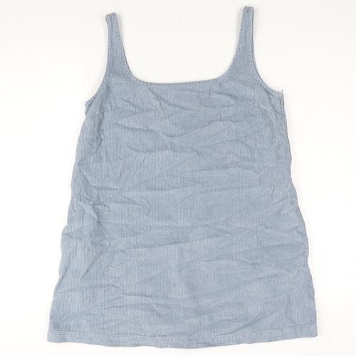 ASOS Womens Blue Cotton Pinafore/Dungaree Dress Size 8 Scoop Neck Pullover