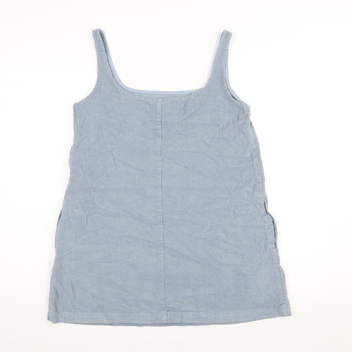 ASOS Womens Blue Cotton Pinafore/Dungaree Dress Size 8 Scoop Neck Pullover