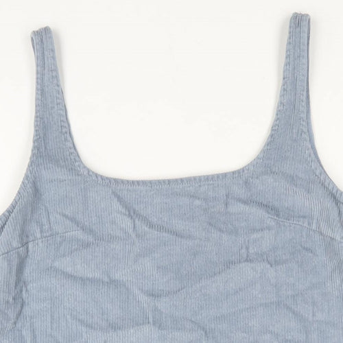 ASOS Womens Blue Cotton Pinafore/Dungaree Dress Size 8 Scoop Neck Pullover