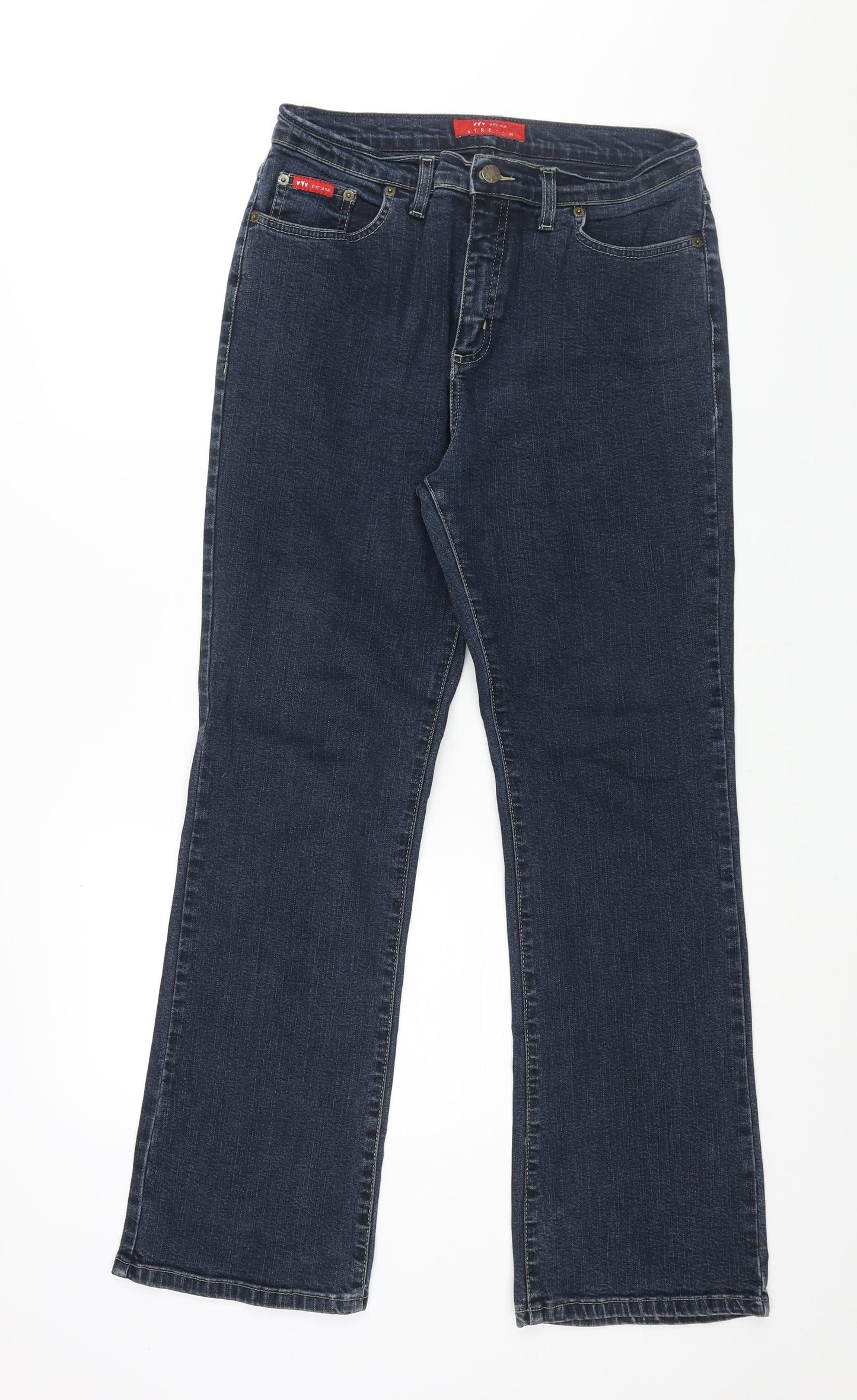 Per Una Womens Brown Cotton Straight Jeans Size 16 L31 in Regular Zip