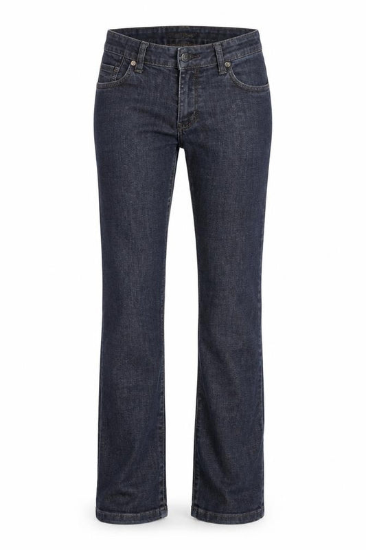 Front view of Gold SK women’s blue cotton straight jeans, size UK 28, in, 32-inch leg regular zip