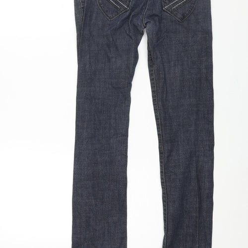 Gold SK Womens Blue Cotton Straight Jeans Size 28 in L32 in Regular Zip