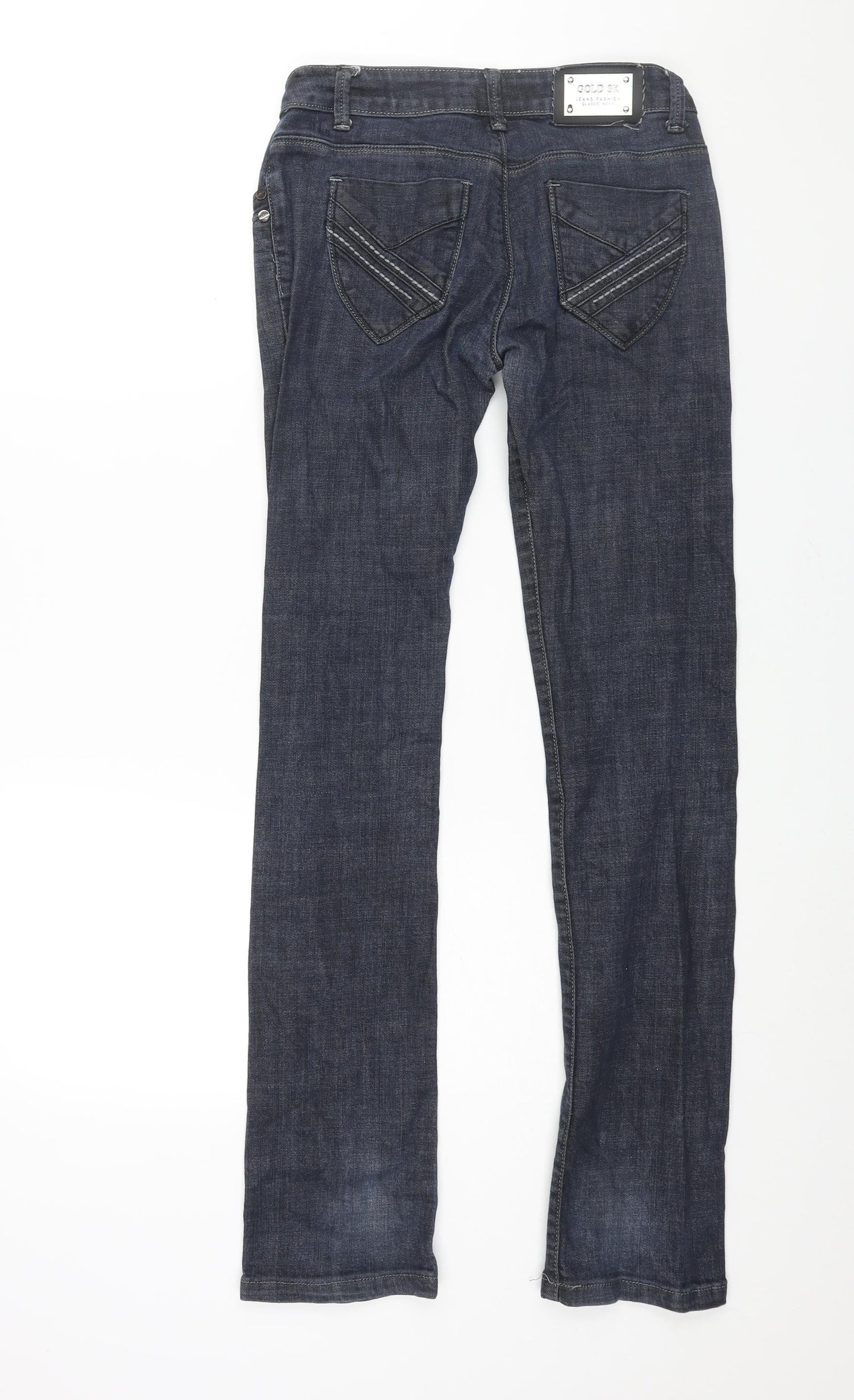 Gold SK Womens Blue Cotton Straight Jeans Size 28 in L32 in Regular Zip