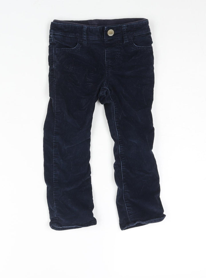 Gap Girls Blue Cotton Chino Trousers Size 3 Years Regular Snap