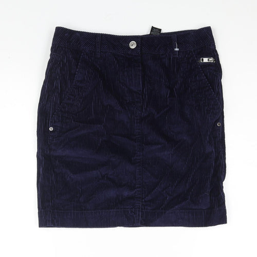 NEXT Womens Blue Cotton Straight & Pencil Skirt Size 8 Zip