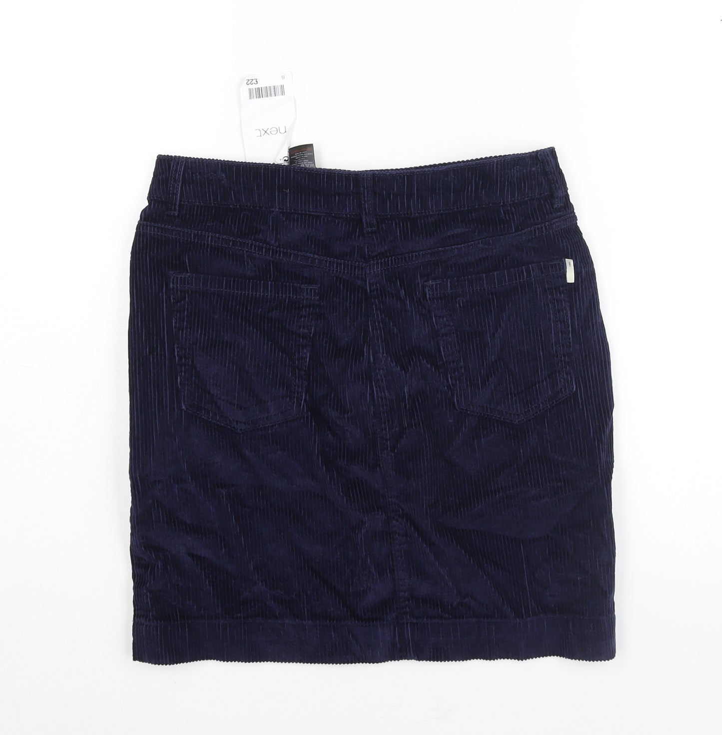 NEXT Womens Blue Cotton Straight & Pencil Skirt Size 8 Zip
