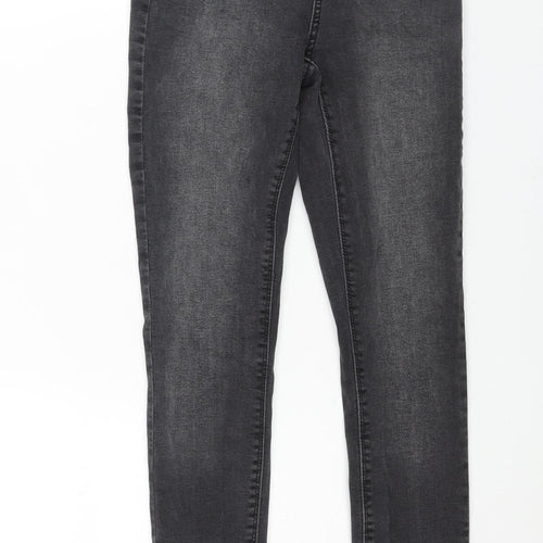 Denim & Co. Womens Grey Cotton Skinny Jeans Size 8 L28 in Regular Zip
