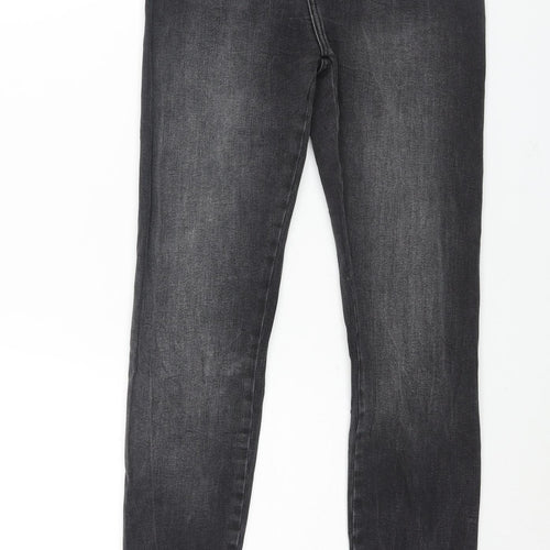 Denim & Co. Womens Grey Cotton Skinny Jeans Size 6 L25 in Regular Zip - Distressed Hems