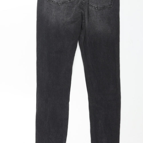 Denim & Co. Womens Grey Cotton Skinny Jeans Size 6 L25 in Regular Zip - Distressed Hems