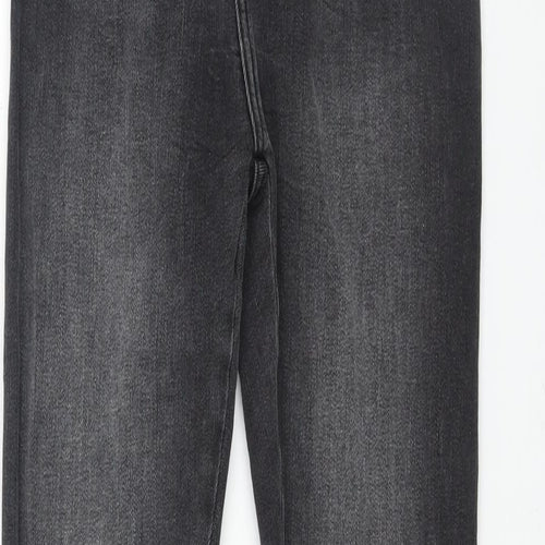 Denim & Co. Womens Grey Cotton Skinny Jeans Size 6 L25 in Regular Zip - Distressed Hems