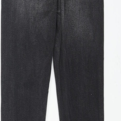 Denim & Co. Womens Grey Cotton Skinny Jeans Size 6 L25 in Regular Zip - Distressed Hems