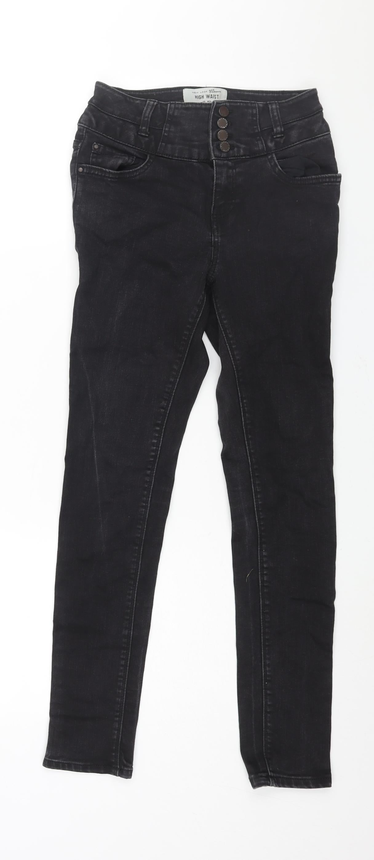 New Look Girls Black Cotton Skinny Jeans Size 12 Years L27 in Regular Zip