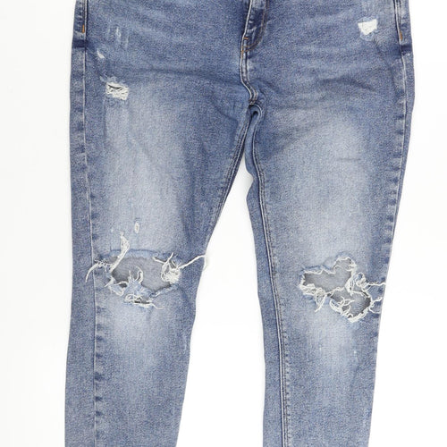 River Island Womens Blue Cotton Skinny Jeans Size 14 L24 in Regular Zip
