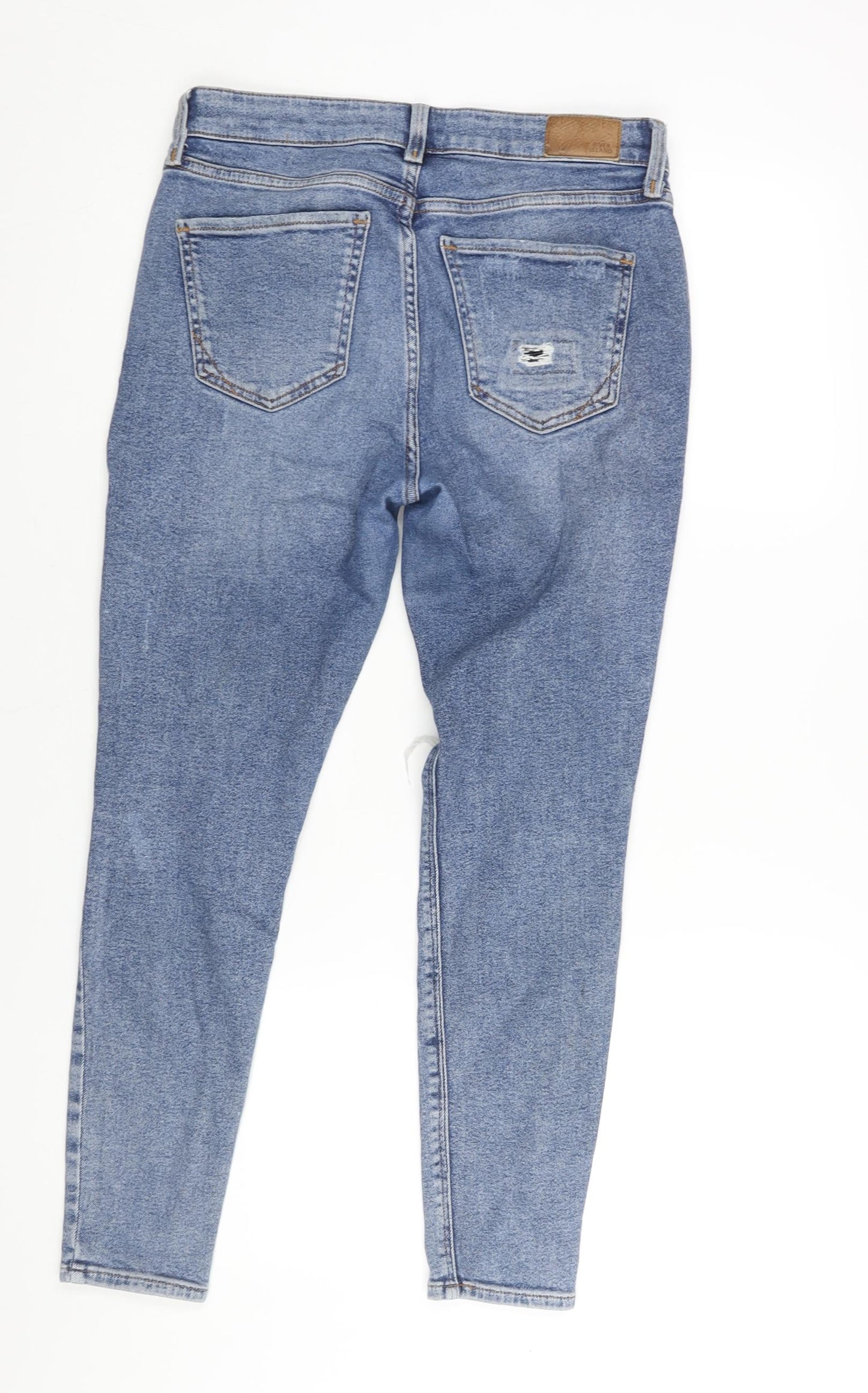 River Island Womens Blue Cotton Skinny Jeans Size 14 L24 in Regular Zip
