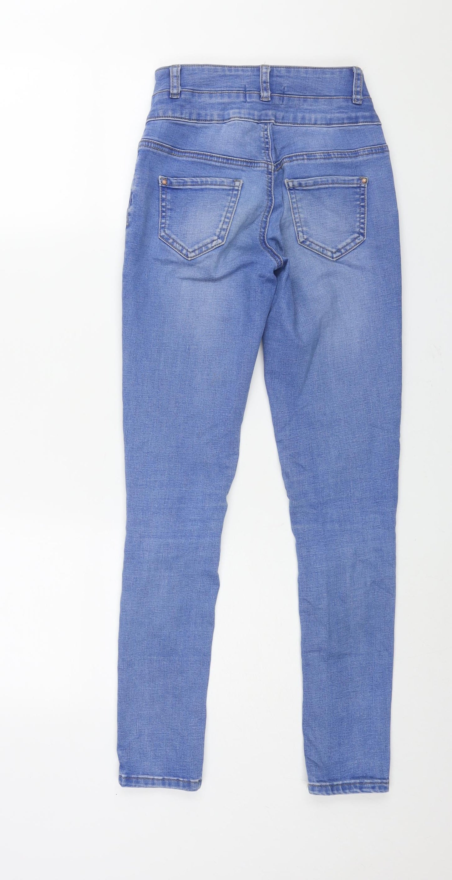 New Look Girls Blue Cotton Skinny Jeans Size 12 Years L29 in Regular Zip