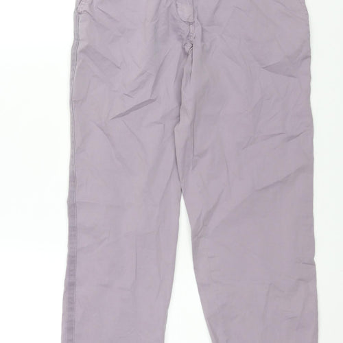 Marks and Spencer Womens Purple Cotton Chino Trousers Size 8 L28 in Regular Zip - Taped Sides