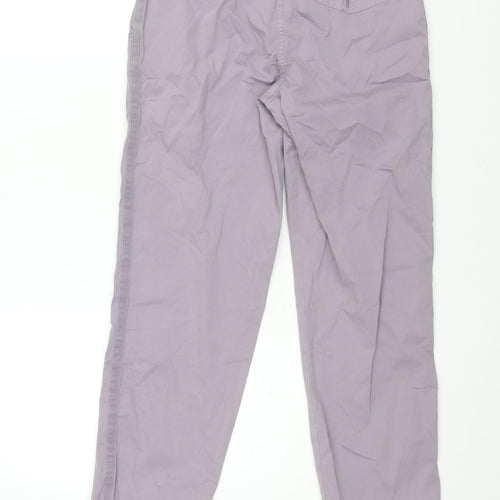 Marks and Spencer Womens Purple Cotton Chino Trousers Size 8 L28 in Regular Zip - Taped Sides