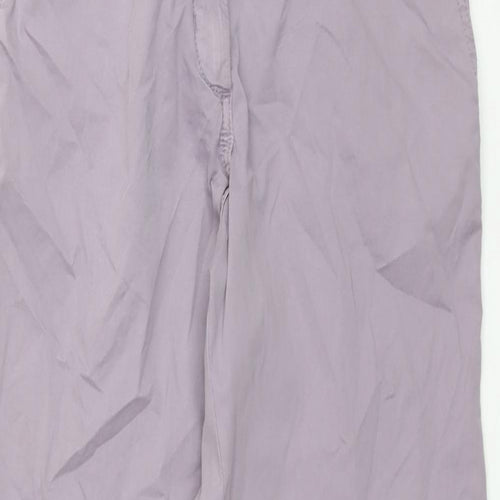 Marks and Spencer Womens Purple Cotton Chino Trousers Size 8 L28 in Regular Zip - Taped Sides