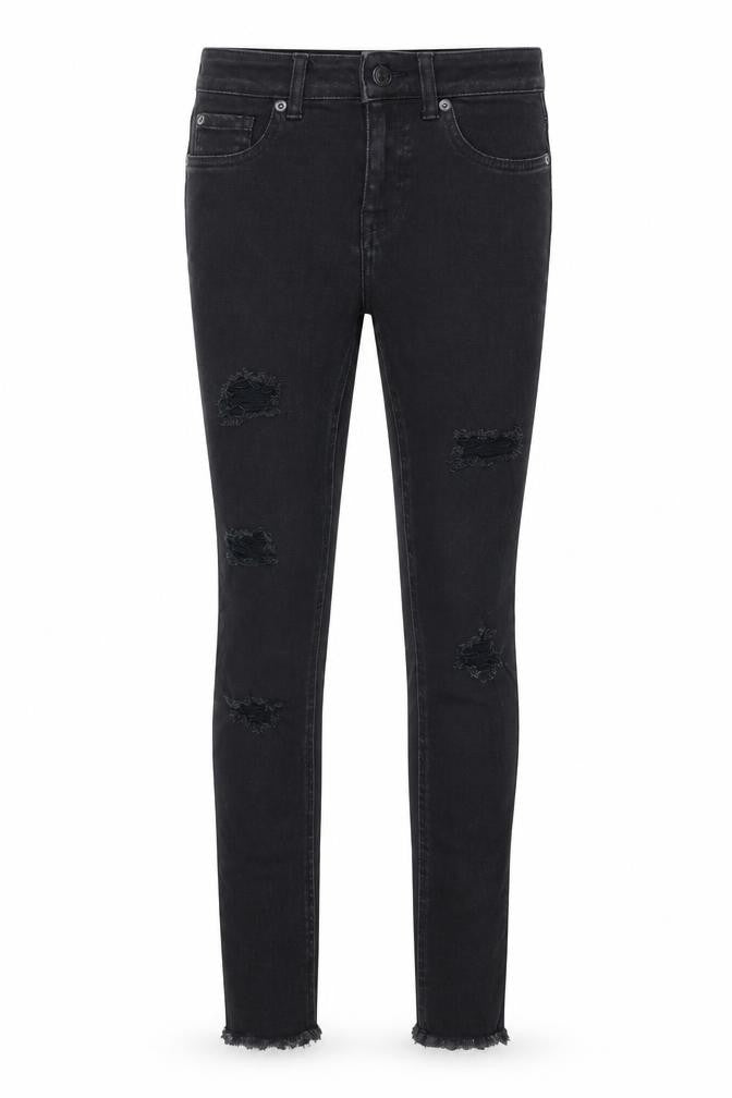 New Look Girls Black Cotton Skinny Jeans Size 13 Years L26 in Regular Zip - Distressed