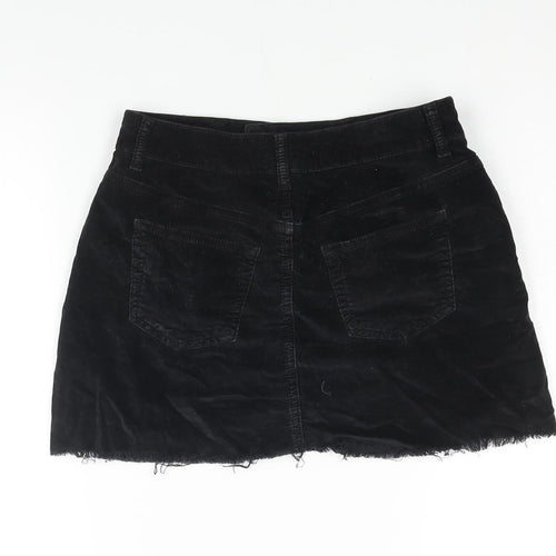 Topshop Womens Black Cotton Mini Skirt Size 8 Zip