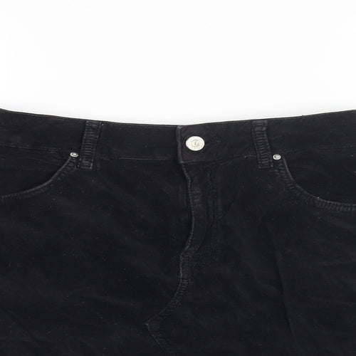 Topshop Womens Black Cotton Mini Skirt Size 8 Zip