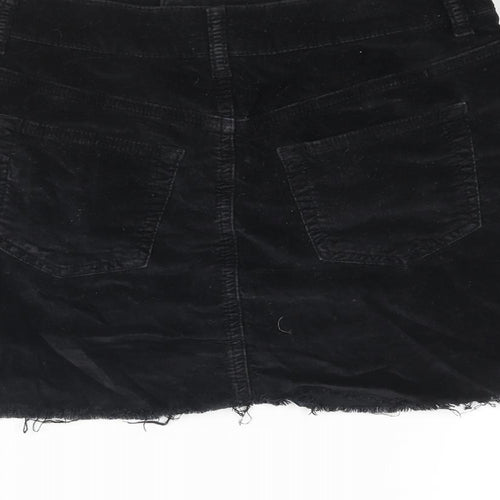Topshop Womens Black Cotton Mini Skirt Size 8 Zip