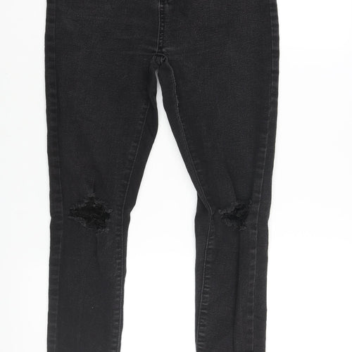 Boohoo Womens Black Cotton Skinny Jeans Size 8 L28 in Regular Zip
