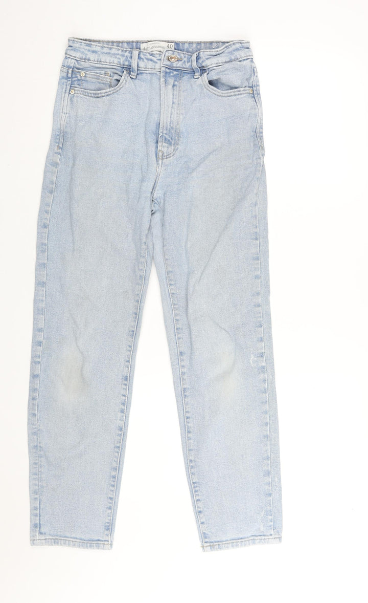 Stradivarius] Womens Blue Cotton Mom Jeans Size 12 L26 in Regular Zip