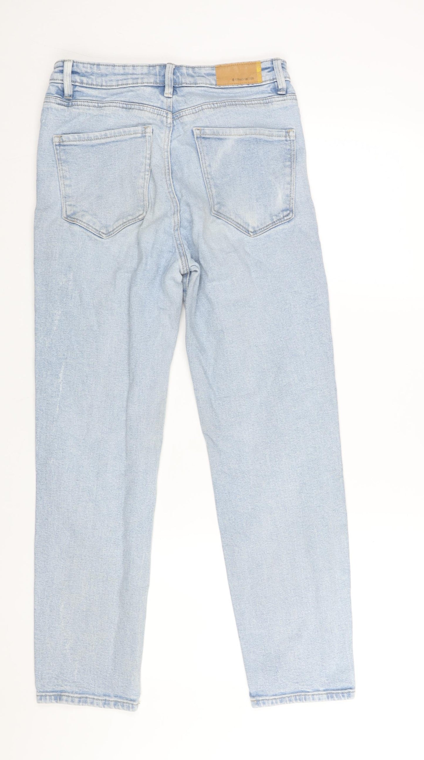 Stradivarius] Womens Blue Cotton Mom Jeans Size 12 L26 in Regular Zip