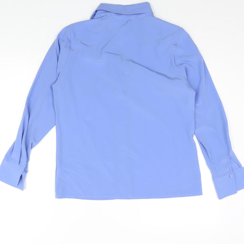 St Michael Womens Blue Polyester Basic Button-Up Size 10 Collared