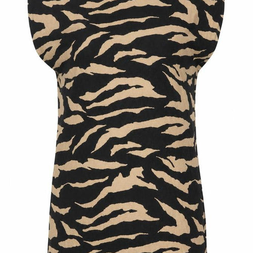 ASOS Womens Black Animal Print Cotton T-Shirt Dress Size 6 Crew Neck Pullover - Tiger Print