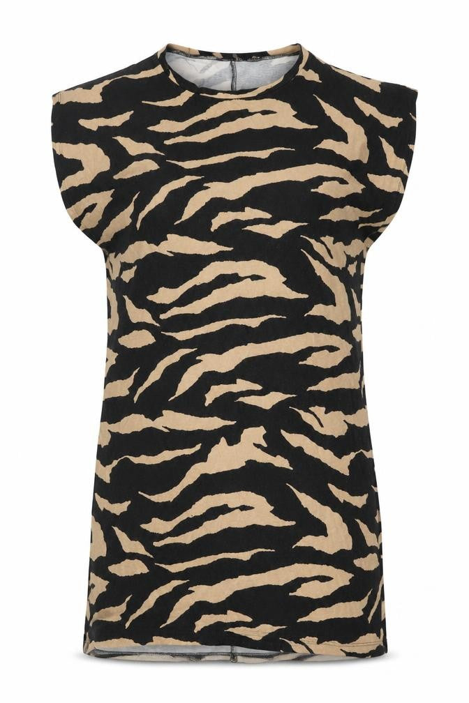 ASOS Womens Black Animal Print Cotton T-Shirt Dress Size 6 Crew Neck Pullover - Tiger Print