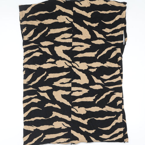ASOS Womens Black Animal Print Cotton T-Shirt Dress Size 6 Crew Neck Pullover - Tiger Print