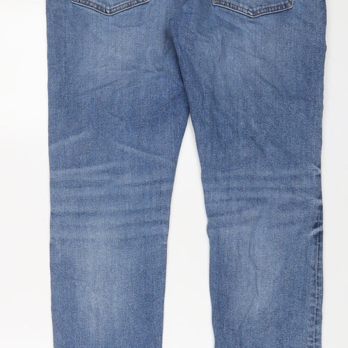 St Michael Mens Blue Cotton Straight Jeans Size 36 in L22 in Regular Zip - Vintage