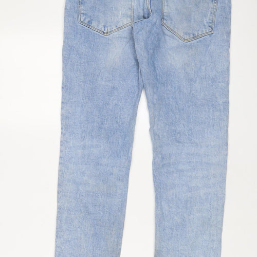 Bershka Womens Blue Cotton Straight Jeans Size 10 L29 in Regular Zip