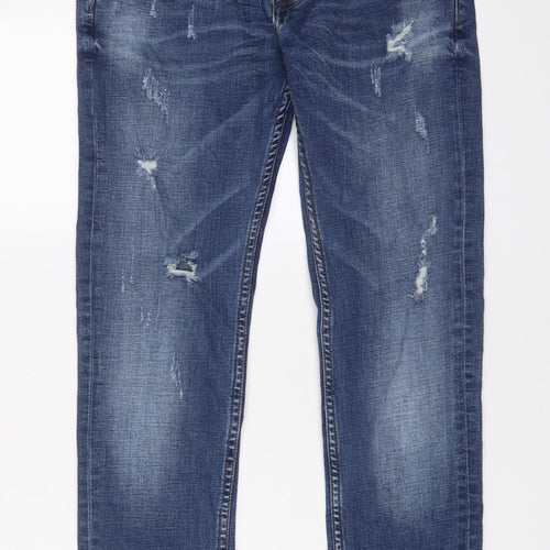 Leo Gutti Jeans Mens Blue Cotton Skinny Jeans Size 32 in L33 in Regular Button - Long Leg