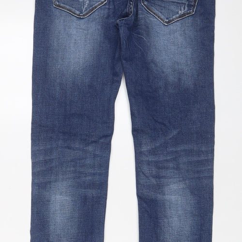 Leo Gutti Jeans Mens Blue Cotton Skinny Jeans Size 32 in L33 in Regular Button - Long Leg