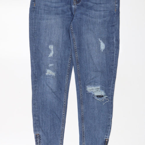 Oasis Womens Blue Cotton Skinny Jeans Size 10 L26 in Regular Zip - Ankle Zips