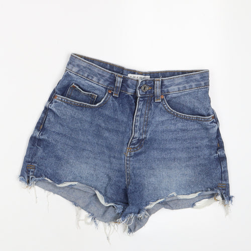 Denim & Co. Womens Blue Cotton Basic Shorts Size 8 Regular Zip