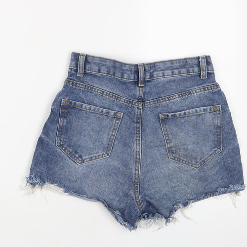 Denim & Co. Womens Blue Cotton Basic Shorts Size 8 Regular Zip