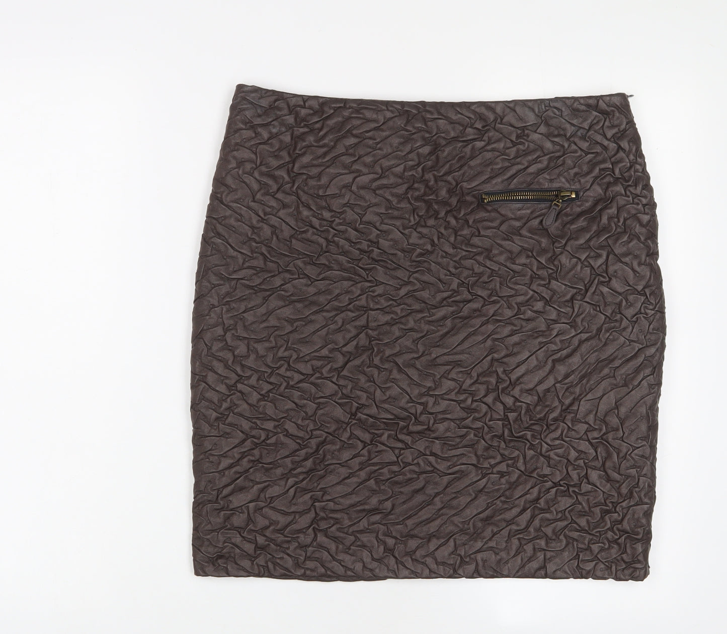 Javier Simorra Womens Brown Polyester A-Line Skirt Size 32 in Zip