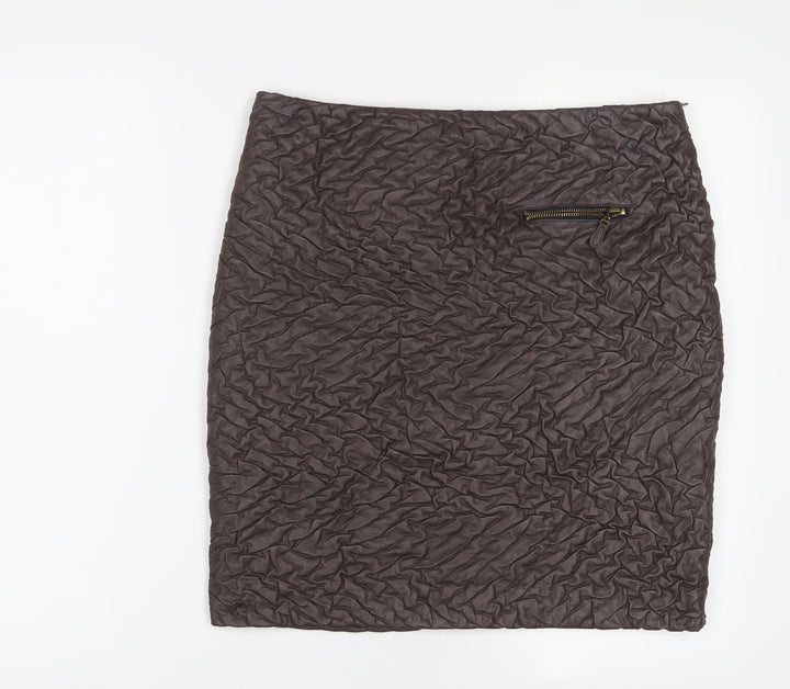 Javier Simorra Womens Brown Polyester A-Line Skirt Size 32 in Zip