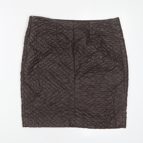 Javier Simorra Womens Brown Polyester A-Line Skirt Size 32 in Zip