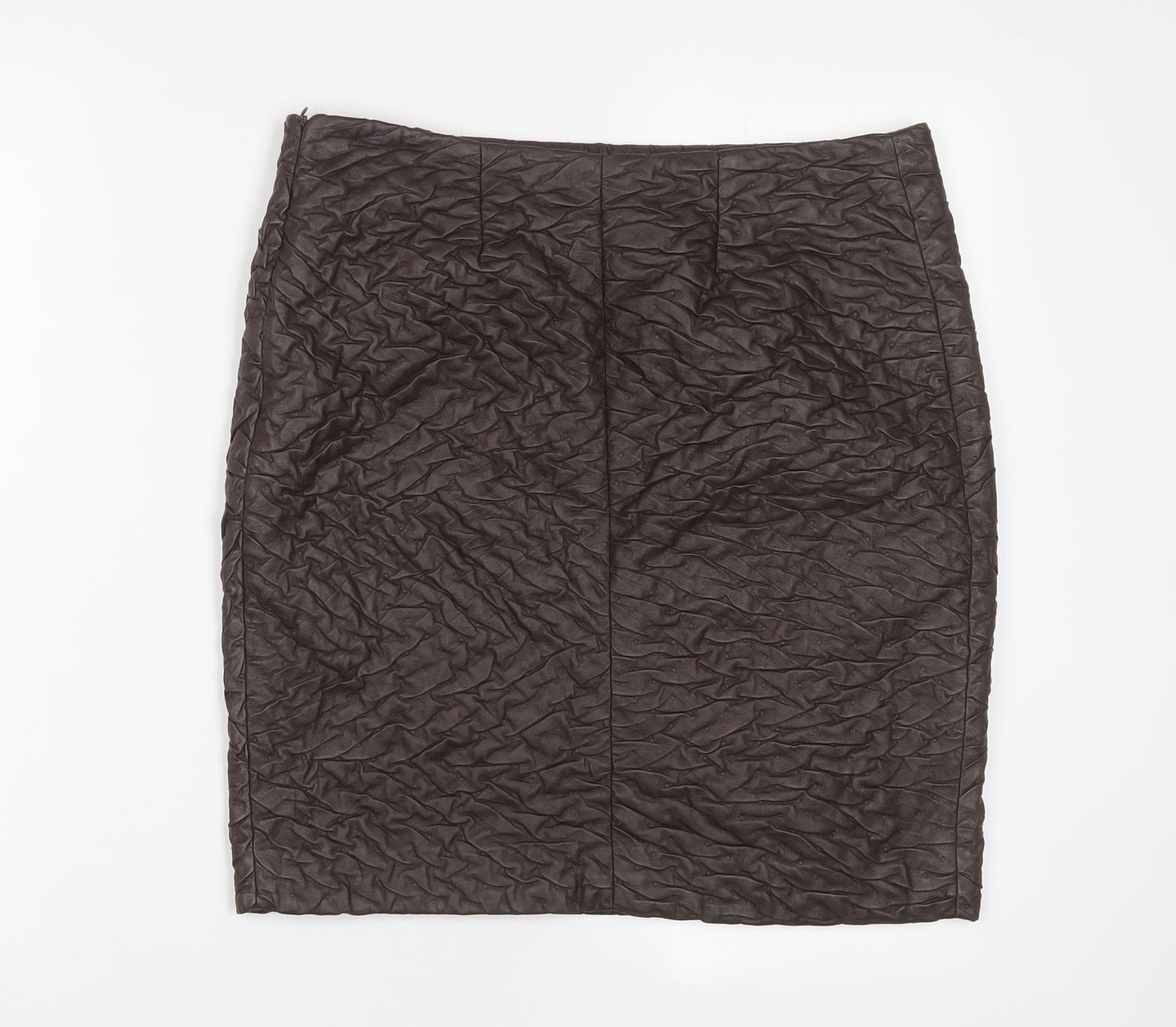 Javier Simorra Womens Brown Polyester A-Line Skirt Size 32 in Zip