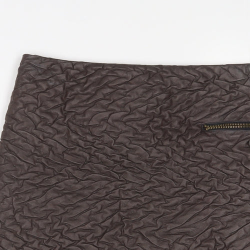 Javier Simorra Womens Brown Polyester A-Line Skirt Size 32 in Zip