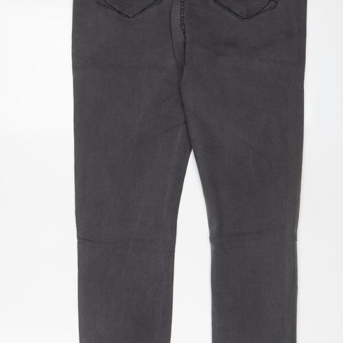 Denim & Co. Womens Grey Cotton Skinny Jeans Size 14 L28 in Regular Zip