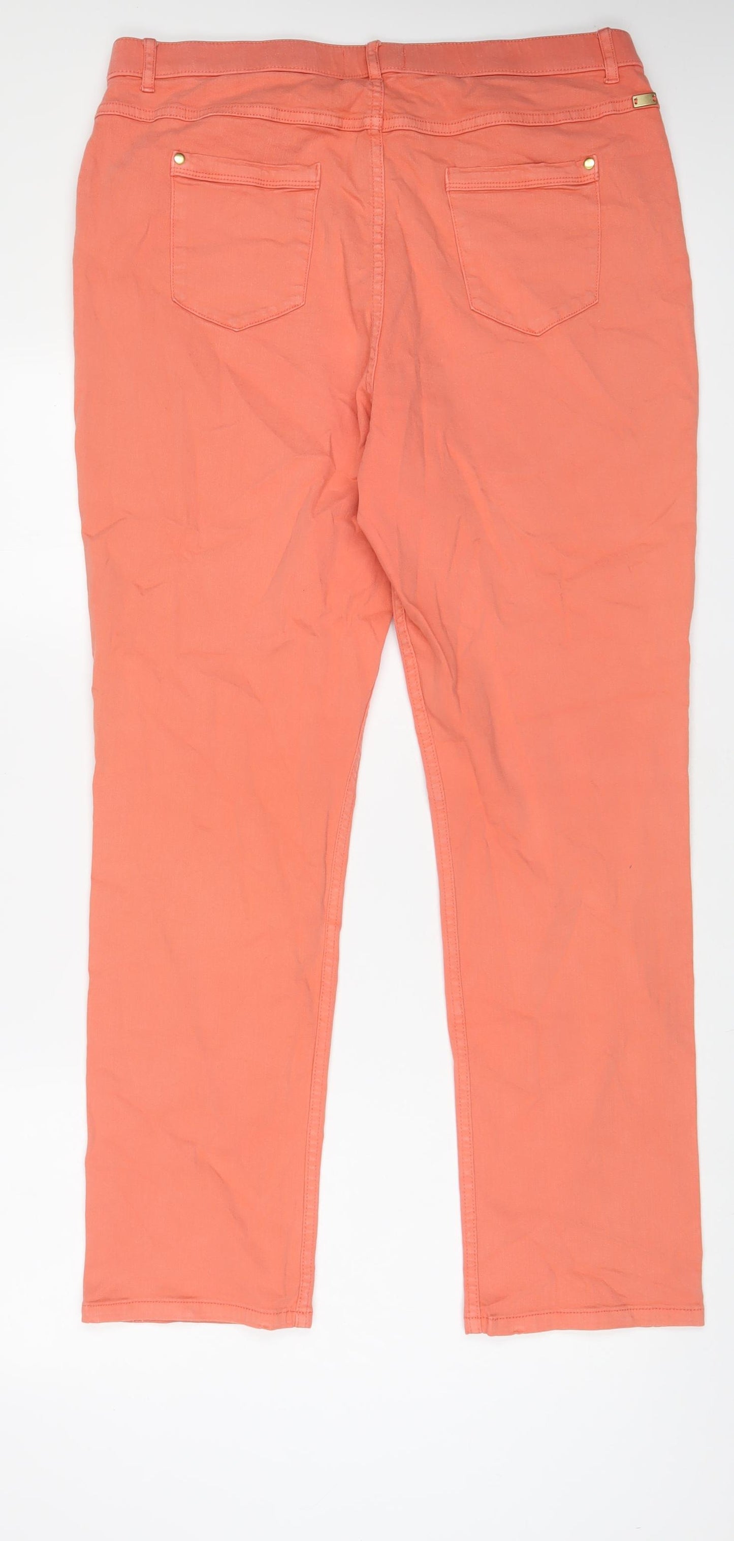 Marks and Spencer Womens Pink Cotton Straight Jeans Size 16 L31 in Regular Zip
