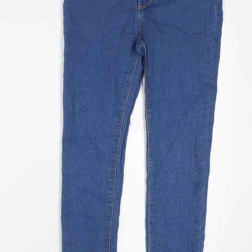 Denim & Co. Girls Blue Cotton Skinny Jeans Size 10-11 Years L25 in Regular Zip