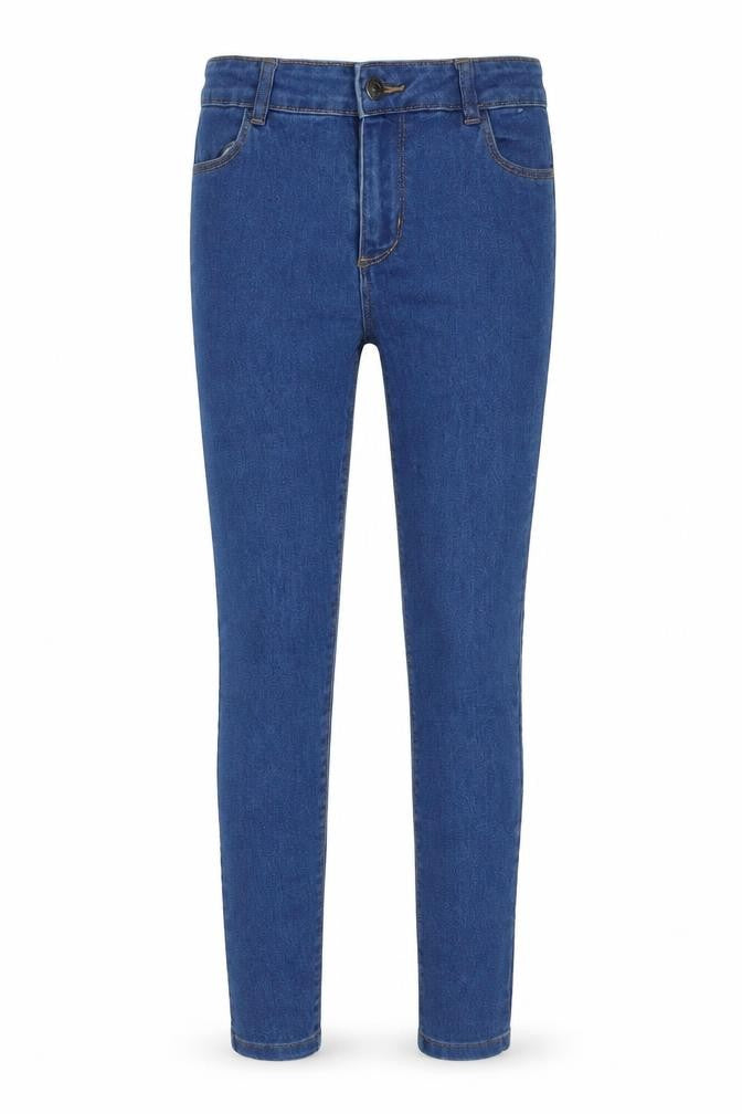 Denim & Co. Girls Blue Cotton Skinny Jeans Size 10-11 Years L25 in Regular Zip