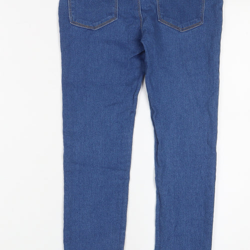 Denim & Co. Girls Blue Cotton Skinny Jeans Size 10-11 Years L25 in Regular Zip